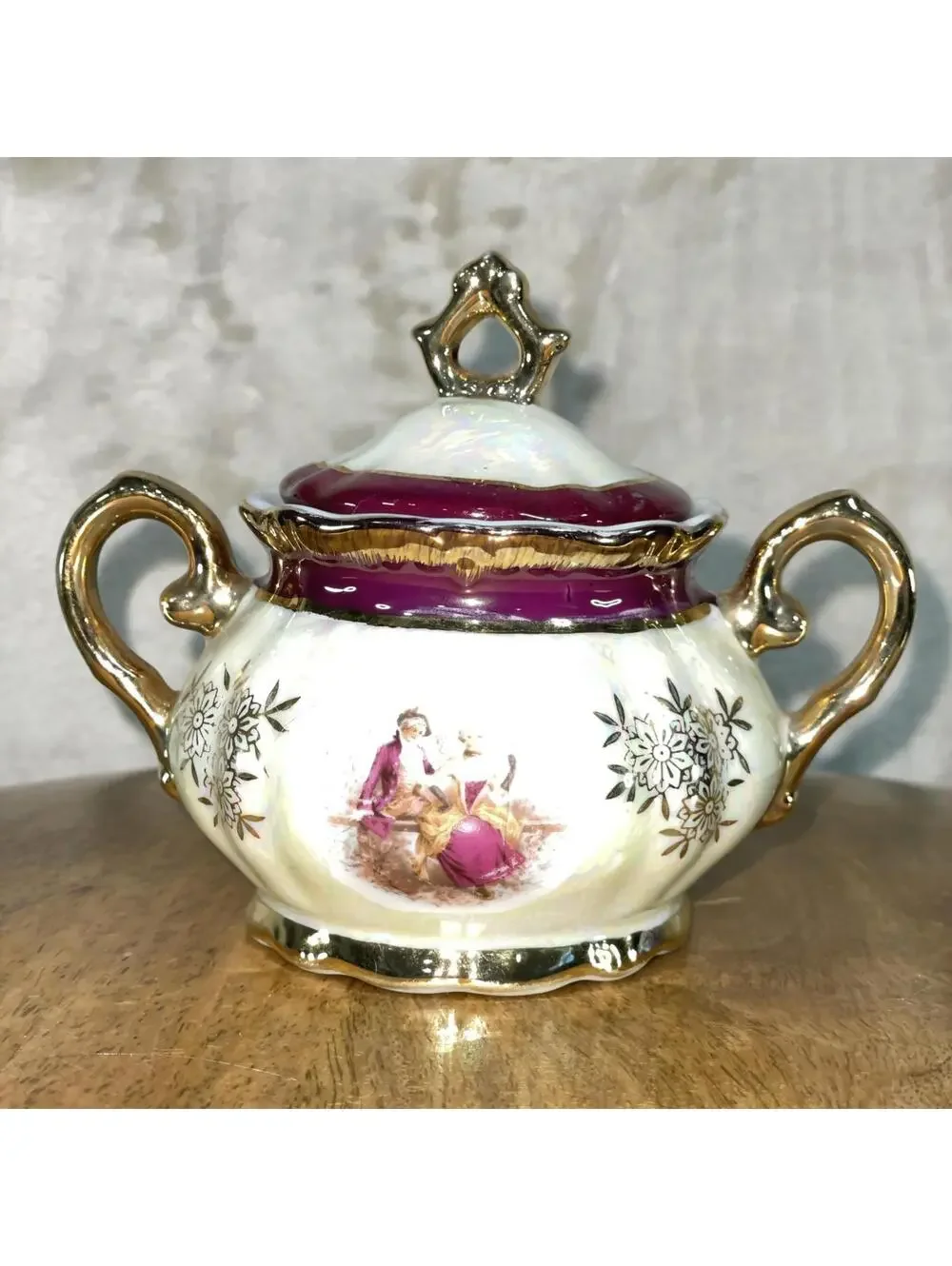Vintage Cosmos Japan 3-piece Ceramic Sugar Bowl and Cream Pitcher Set Victorian